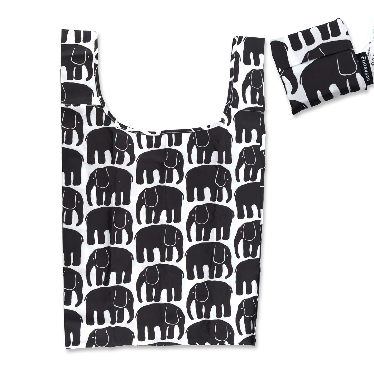 Finlayson Elefantti Black-and-White Eco Mark Folding Bag