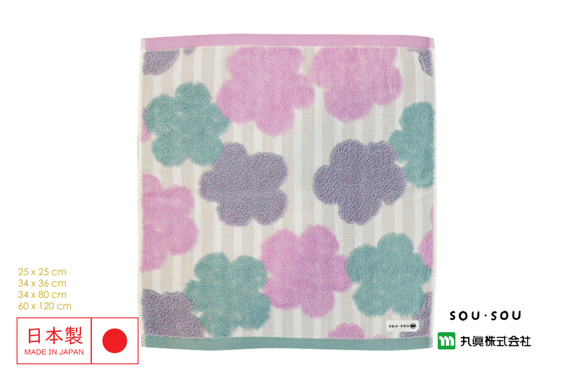 日本今治 SOU・SOU 布芝空薔薇 無撚紗毛巾｜粉紫花卉
