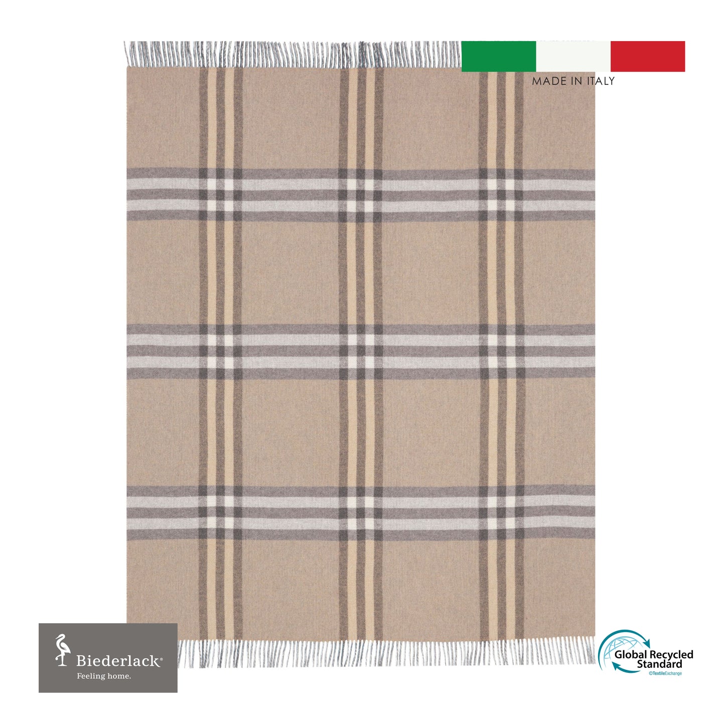 意大利製優質混茄士咩羊毛毯 TWIN CHECK