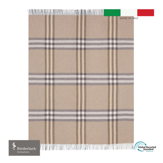 意大利製優質混茄士咩羊毛毯 TWIN CHECK