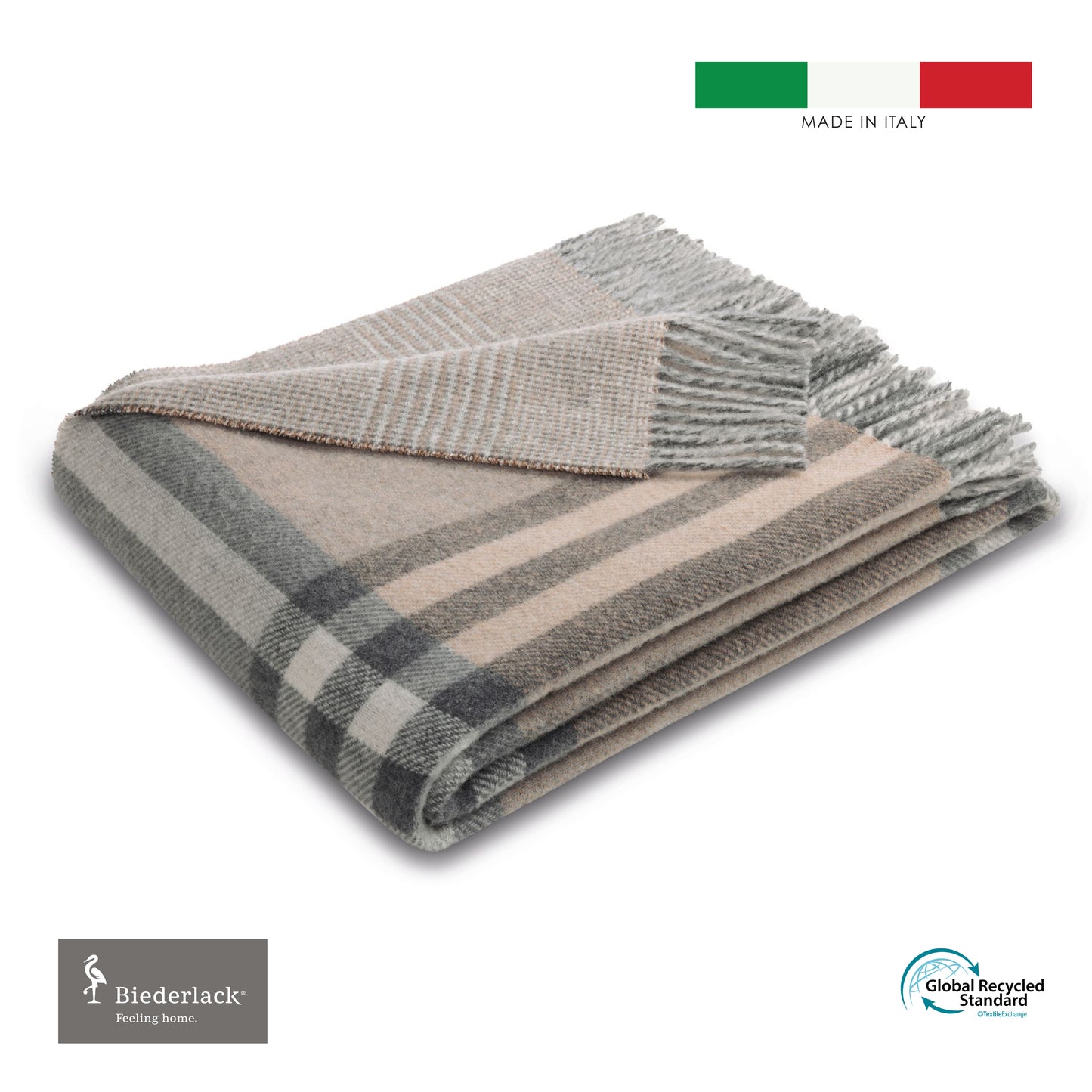 意大利製優質混茄士咩羊毛毯 TWIN CHECK