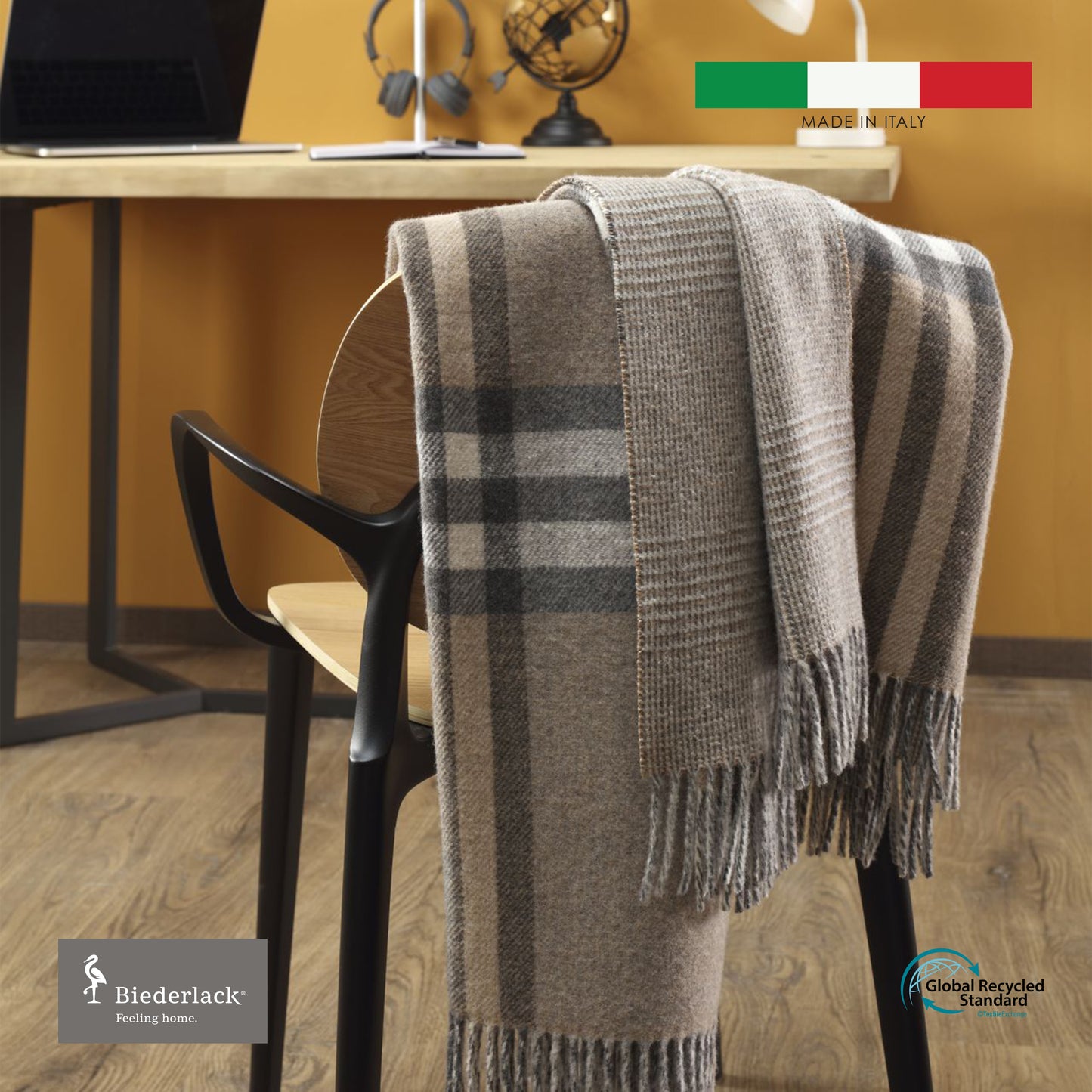 意大利製優質混茄士咩羊毛毯 TWIN CHECK